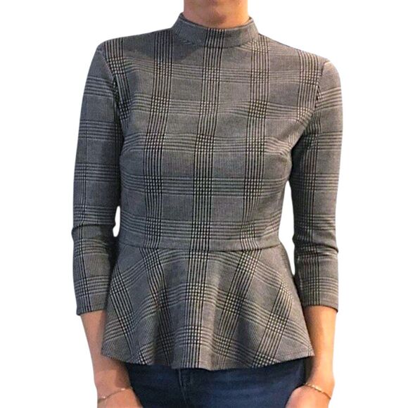 Lord & Taylor Peplum Top Size Medium NWOT Houndstooth - Picture 1 of 12